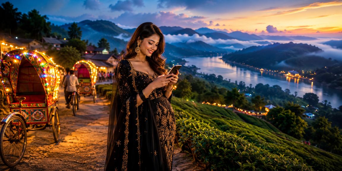 ঢাকার চা বাগানে মোবাইলে বেটিং টিপস দেখছেন একজন ব্যবহারকারী